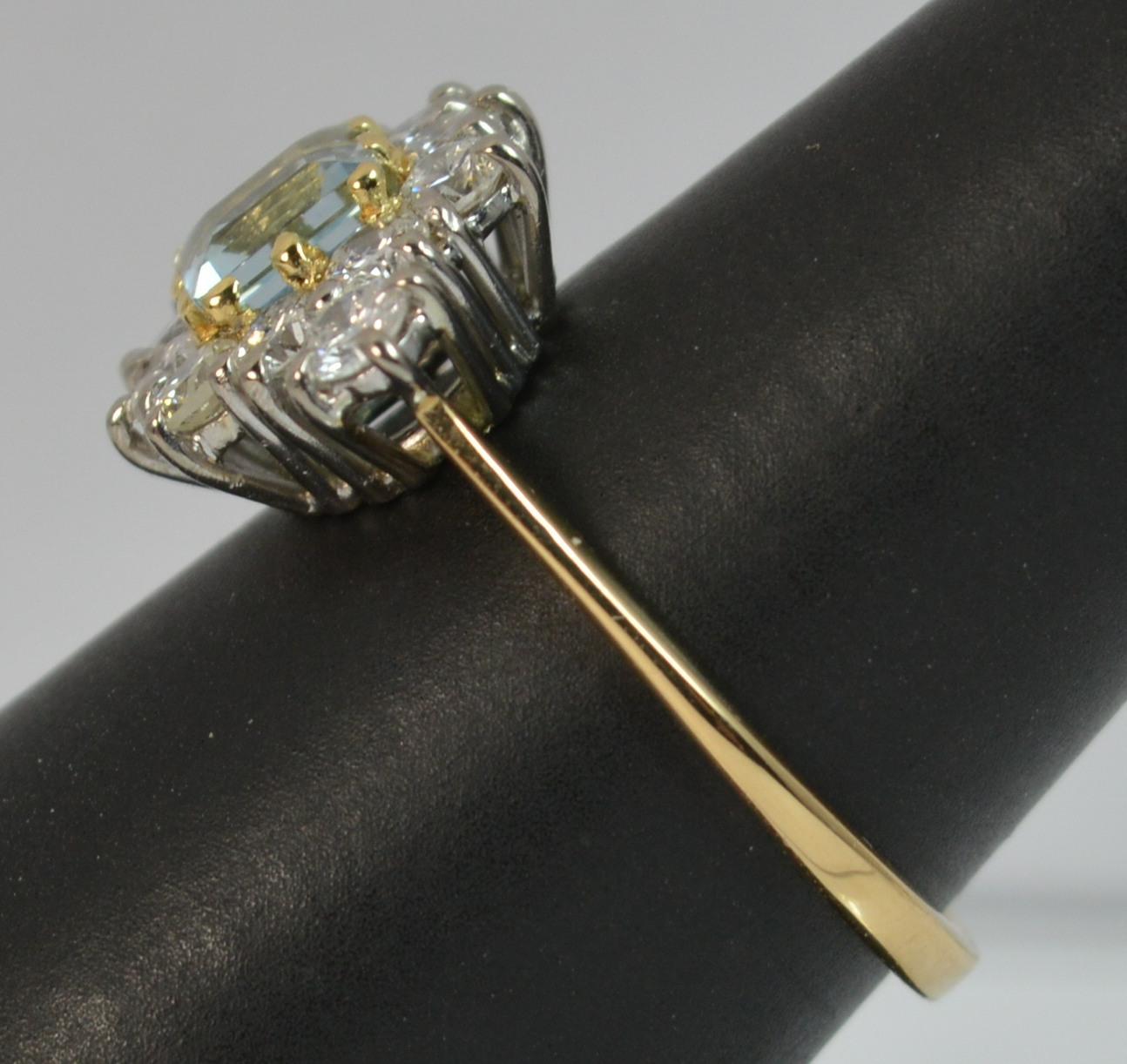 Natural 1.07 Carat Diamond and Aquamarine 18 Carat Gold Cluster Ring 7