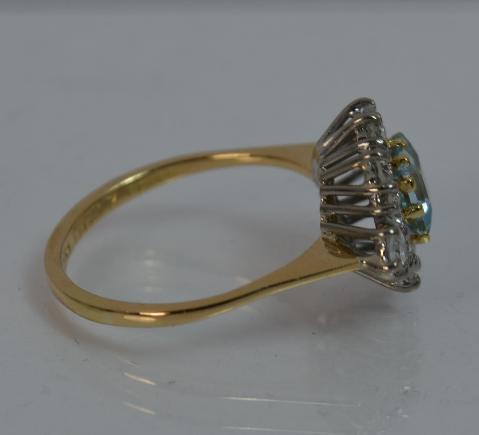 Natural 1.07 Carat Diamond and Aquamarine 18 Carat Gold Cluster Ring 3