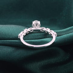 Nature 1.07 Carat SI/H Oval Marquise Round Diamond Ring 18 Karat White Gold