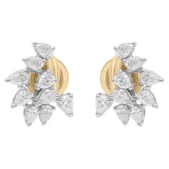 Orecchini di diamanti naturali a pera da 1,07 carati SI/H Oro giallo bianco 18 carati Gioielli di pregio