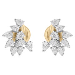 Natürliche 1,07 Karat SI/H Birne Diamant Ohrringe 18k Gelb Weißgold Feiner Schmuck