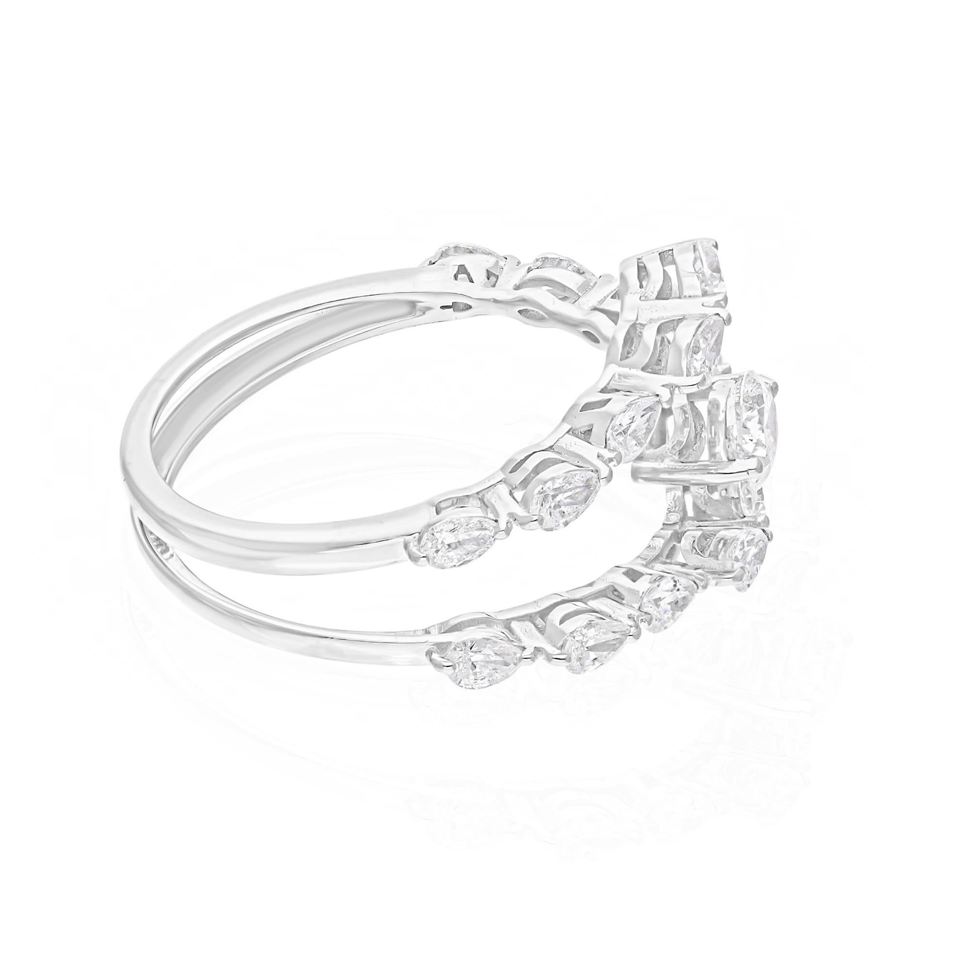 Bague en or blanc 18 carats avec diamants naturels taille poire marquise de 1,07 carat SI/H Neuf - En vente à Diera, Dubai
