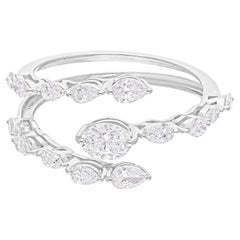 Natural 1.07 Carat SI/H Pear Marquise Diamond Ring 18 Karat White Gold Jewelry