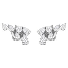 Natürliche natürliche 1,07 Karat SI/H Birnenform Diamant-Ohrringe 14 Karat Weißgold Schmuckschmuck