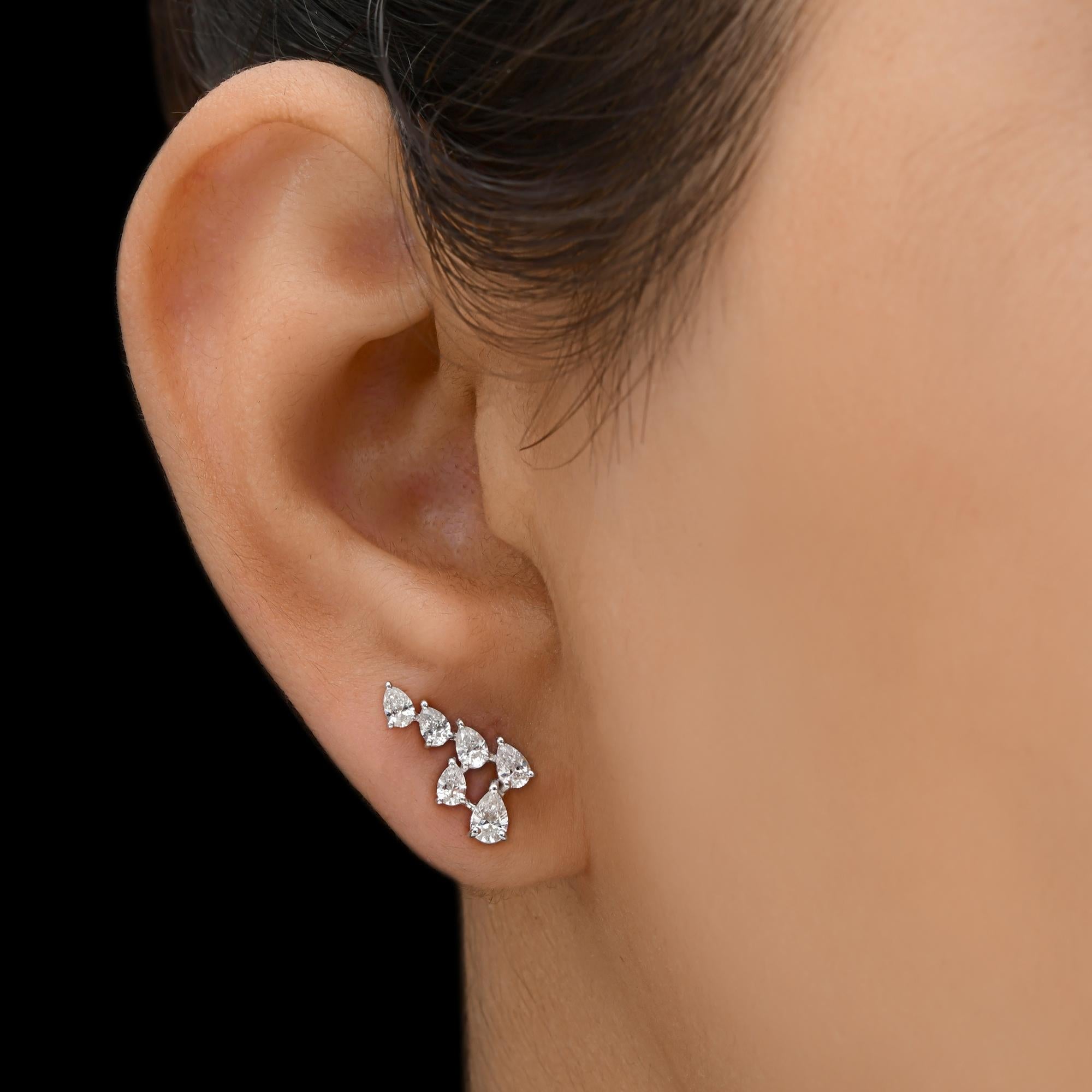 Orecchini di diamanti naturali a forma di pera da 1,07 carati SI/H Gioielli in oro bianco 18 carati In condizioni Nuovo in vendita a Diera, Dubai