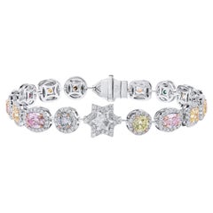Natural, 10,75 quilates. Pulsera TW con diamantes multicolores, oro blanco de 18 quilates