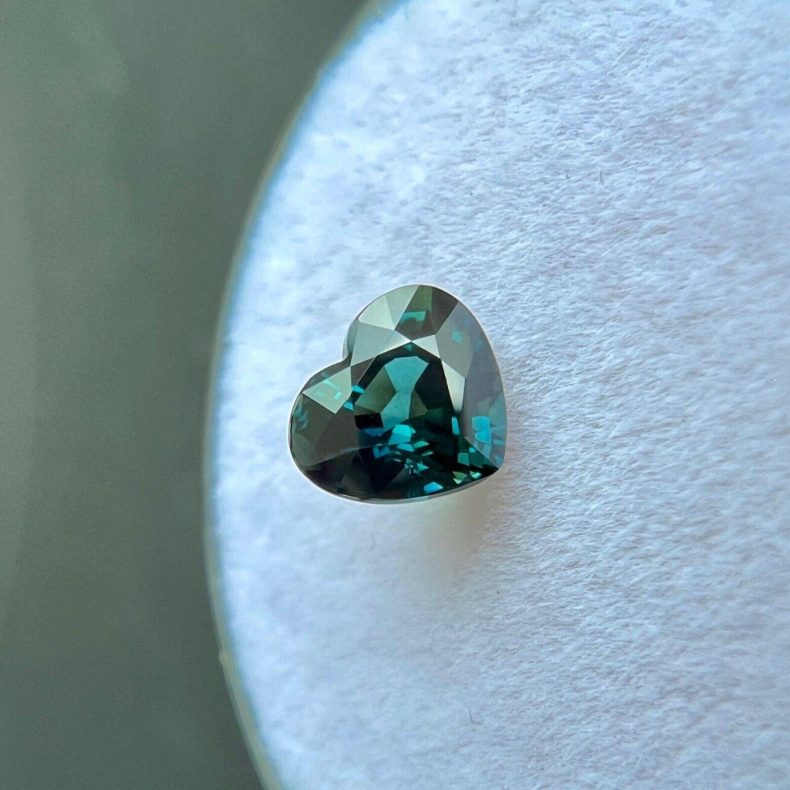 Natural 1.07ct Untreated Deep Green Blue Sapphire Gia Certified Heart Cut Gem In New Condition For Sale In Birmingham, GB