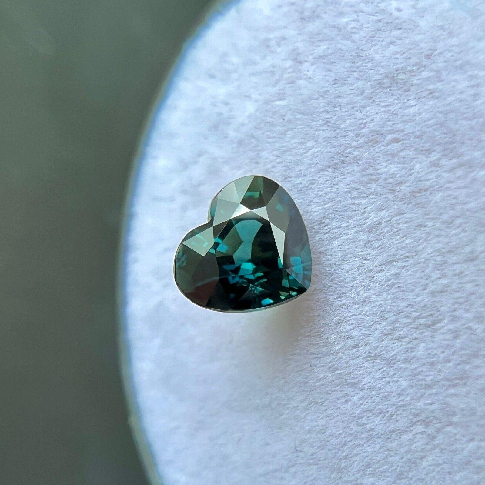 Natural 1.07ct Untreated Deep Green Blue Sapphire Gia Certified Heart Cut Gem For Sale 1