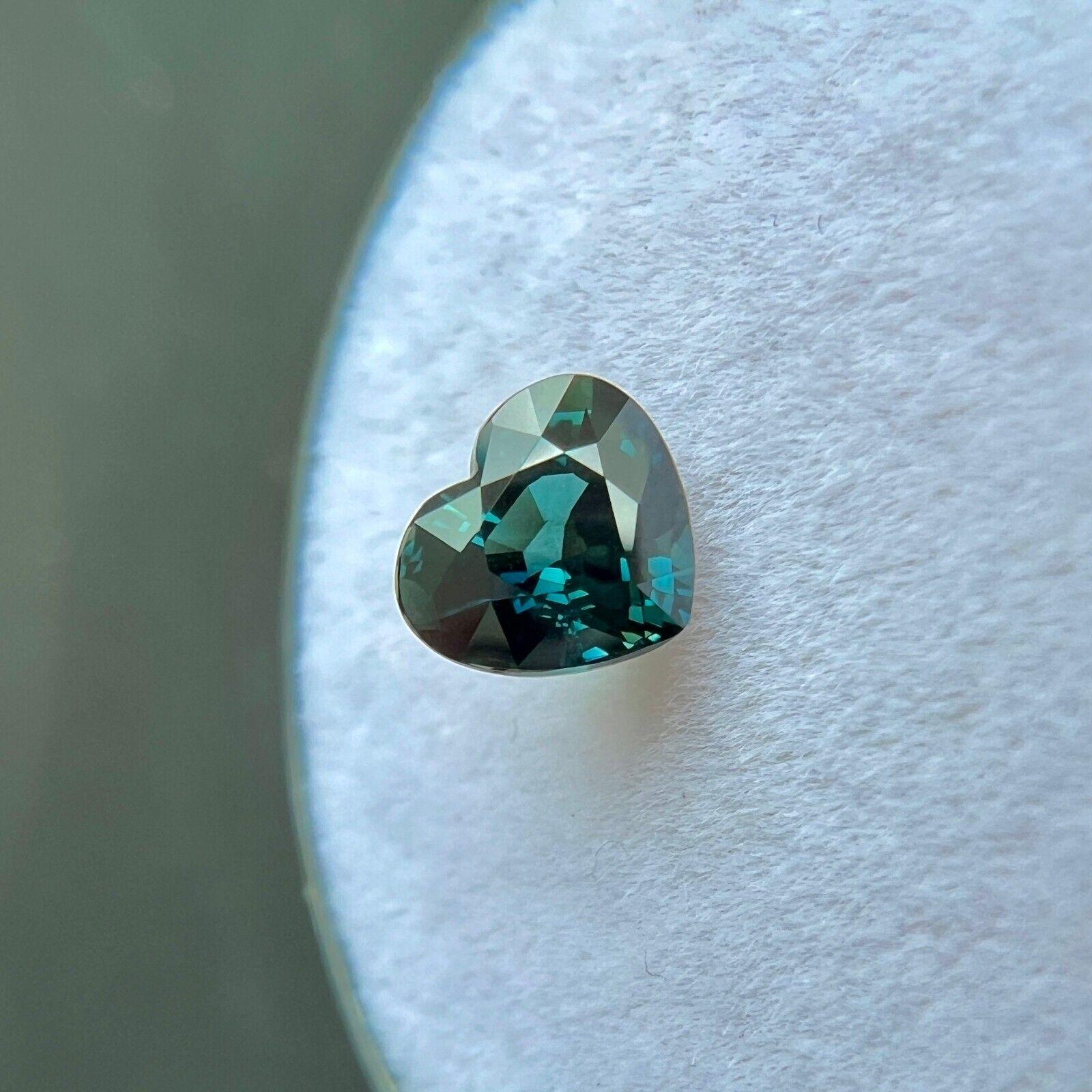 Natural 1.07ct Untreated Deep Green Blue Sapphire Gia Certified Heart Cut Gem For Sale 2