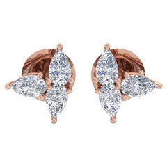 Orecchini di diamanti naturali da 1,08 carati SI/H con taglio a pera Brilliante in oro rosa 18 carati