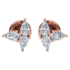 Orecchini di diamanti naturali da 1,08 carati SI/H con taglio a pera Brilliante in oro rosa 18 carati