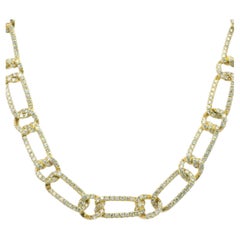 Natürliche 10,9 Karat Diamant Pave 18-Karat Interlocking Link Halskette Auf Lager