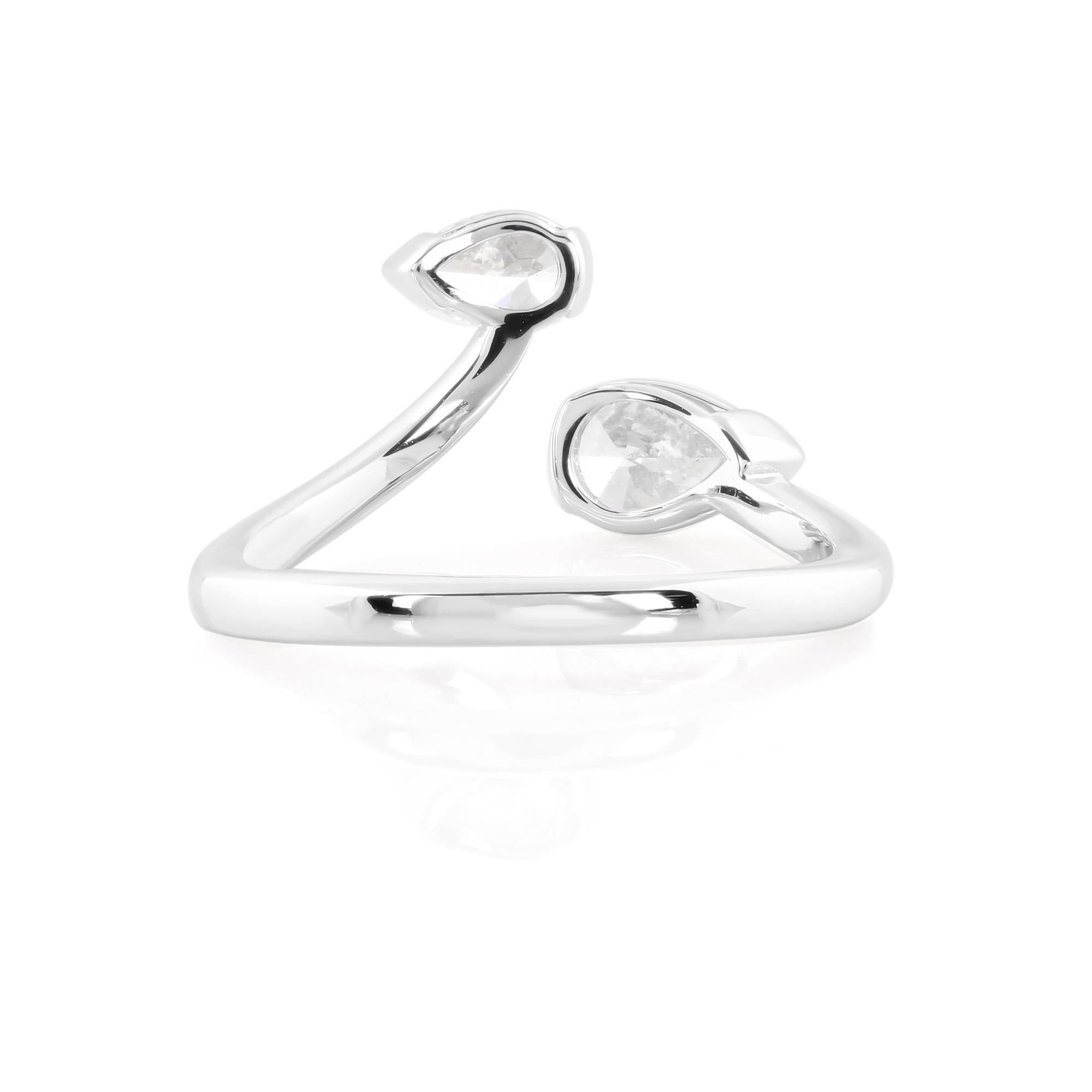 Modern Natural 1.09 Carat Pear Shape Diamond Ring 18 Karat White Gold Handmade Jewelry For Sale