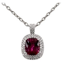 Natural 10.91 Carats Madagascar Tourmaline and Diamond Necklace