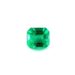 Natural 1.09 Carat Rare Vivid Green Square Emerald Cut Fine Emerald Gem