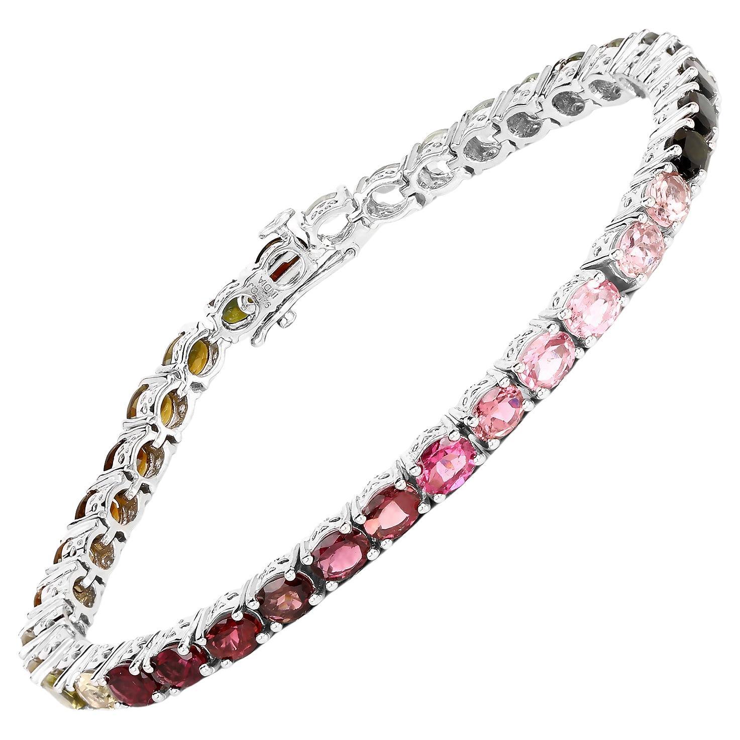 thumbnail image 2 of PINK Brand Multi-Color Gemstone Silver Bracelet - 8.5 Inch, Lab-Created Peridot, Citrine, Tourmaline 2 of 5