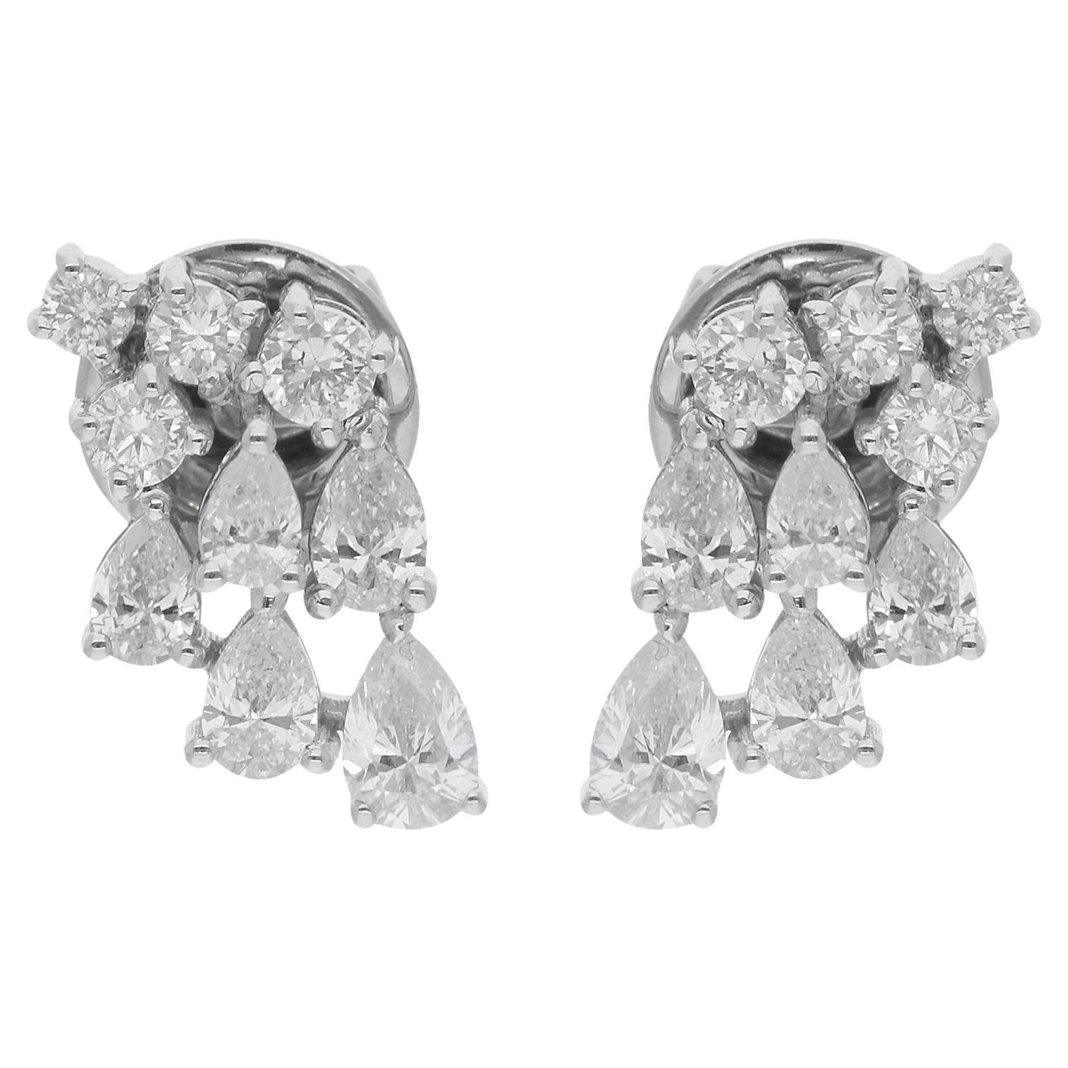 Pendientes de diamantes naturales talla brillante redonda pera SI/H de 1,1 quilates y oro blanco de 10k