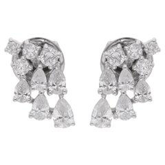 Pendientes de diamantes naturales talla brillante redonda pera SI/H de 1,1 quilates y oro blanco de 10k