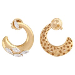 Orecchini con diamanti marquise naturali da 1,10 carati in oro giallo 14 carati