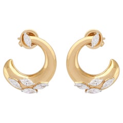 Natural 1.10 Carat Marquise Diamond Stud Earrings 14 Karat Yellow Gold Jewelry