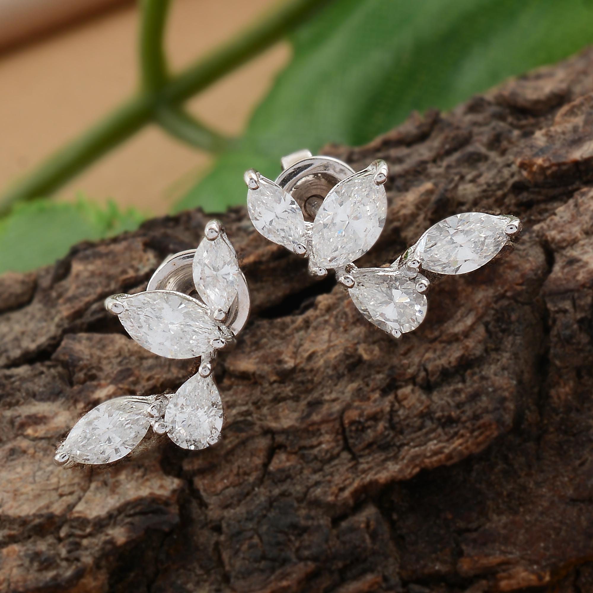Moderno Orecchini con diamanti naturali da 1,10 carati, marquise e pera, in oro bianco 18 ct. in vendita