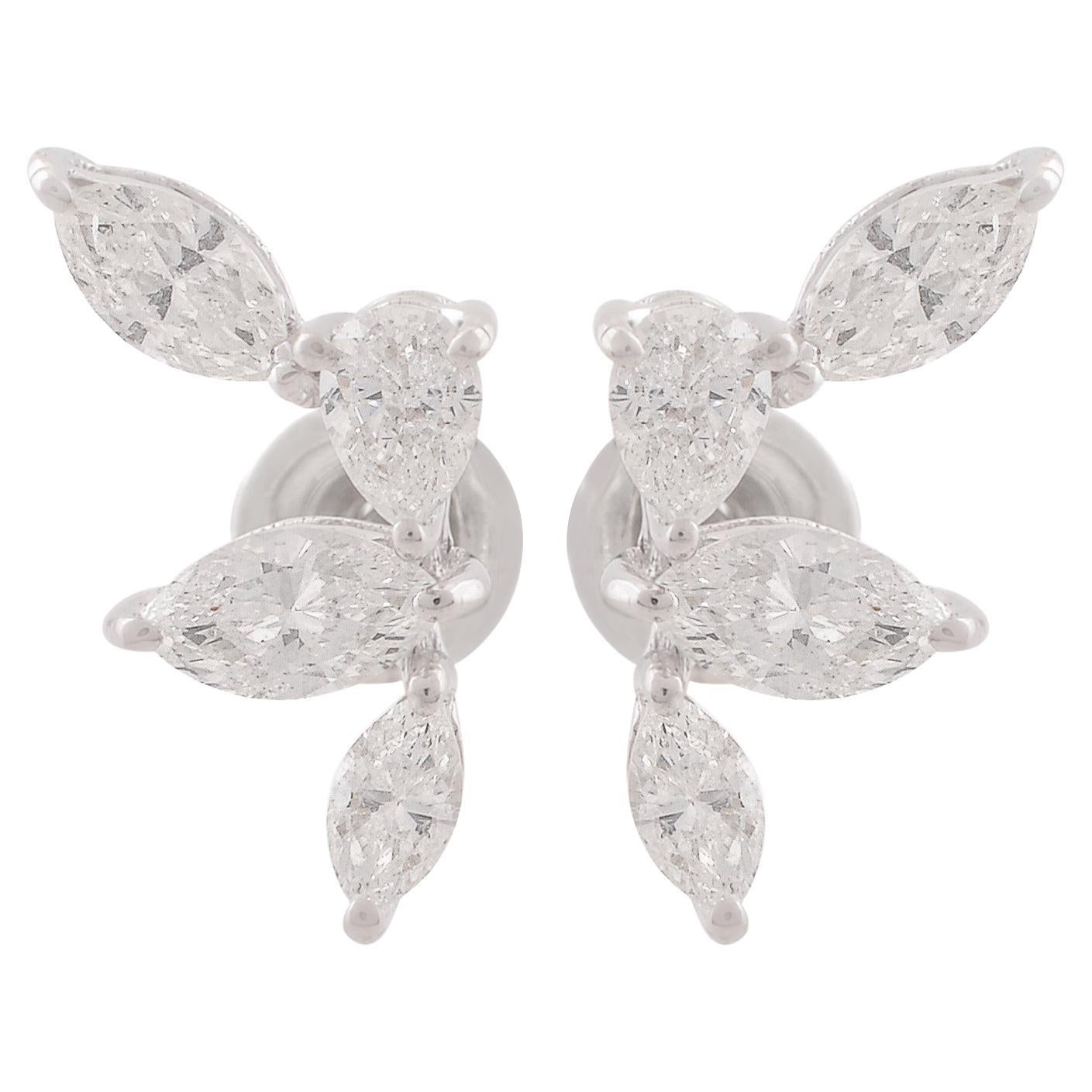 Orecchini con diamanti naturali da 1,10 carati, marquise e pera, in oro bianco 18 ct. in vendita