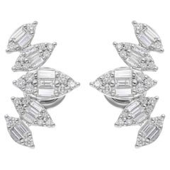 Natürliche 1,10 Karat SI/H Baguette-Diamant-Ohrringe aus 18 Karat Weißgold Schmuck