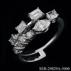 Natural 1.10 Carat SI/H Multi Shape Diamond Ring 18 Karat White Gold Jewelry