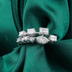 Natural 1 Carat SI/H Multi Shape Diamond Ring 18K White Gold Bridal Jewelry