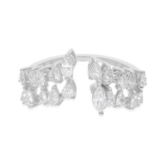 Natural 1.10 Carat SI/H Pear Marquise Diamond Fine Cuff Ring 14 Karat White Gold