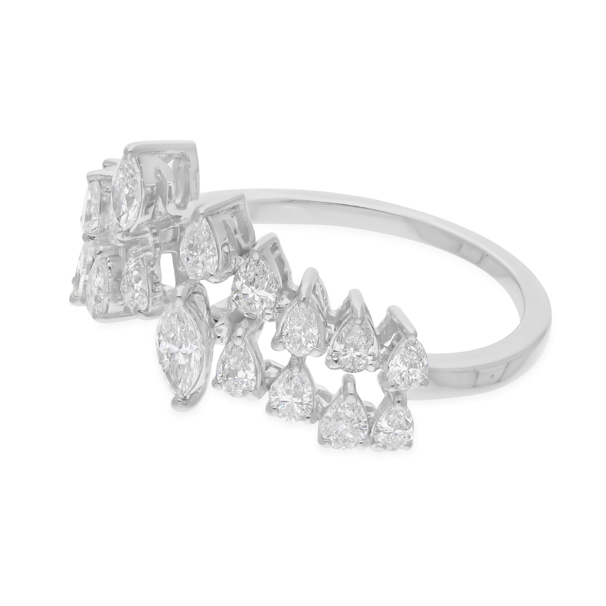 Natürlicher natürlicher 1,10 Karat SI/H Birnen-Marquise-Diamant-Manschettenring aus 18 Karat Weißgold (Moderne) im Angebot