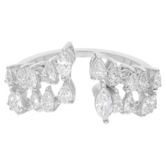 Bague manchette fine en or blanc 18 carats avec diamants naturels taille poire marquise de 1,10 carat SI/H