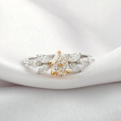 Nature 1.10 Carat SI/H Pear Marquise Diamond Ring 18 Karat White Yellow Gold