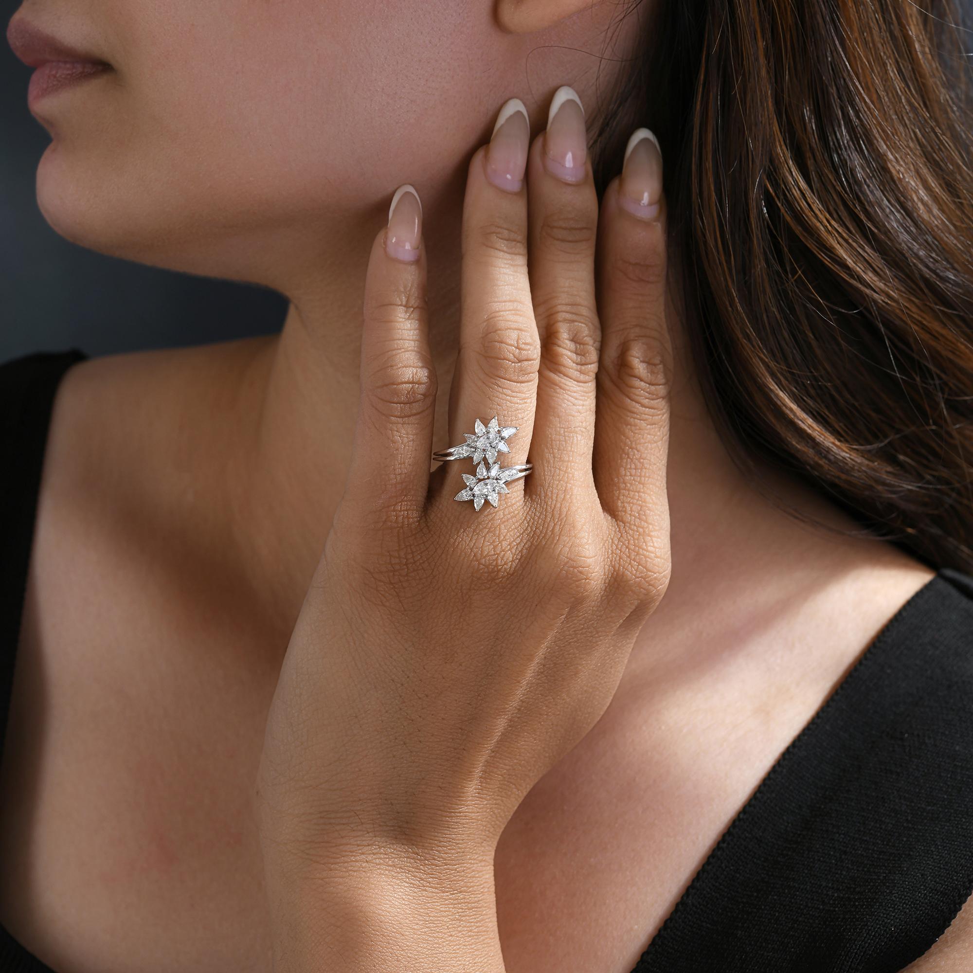 in vendita:  Anello a fascia con diamante naturale da 1,10 carati SI/H Pear Marquise in oro bianco da 18 carati 7