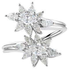 Natürlicher 1,10 Karat SI/H Birne Marquise Diamant Wrap Ring 18 Karat Weißgold