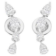 Orecchini di diamanti ovali a pera naturali da 1,10 carati SI/H Gioielli in oro bianco 14 carati