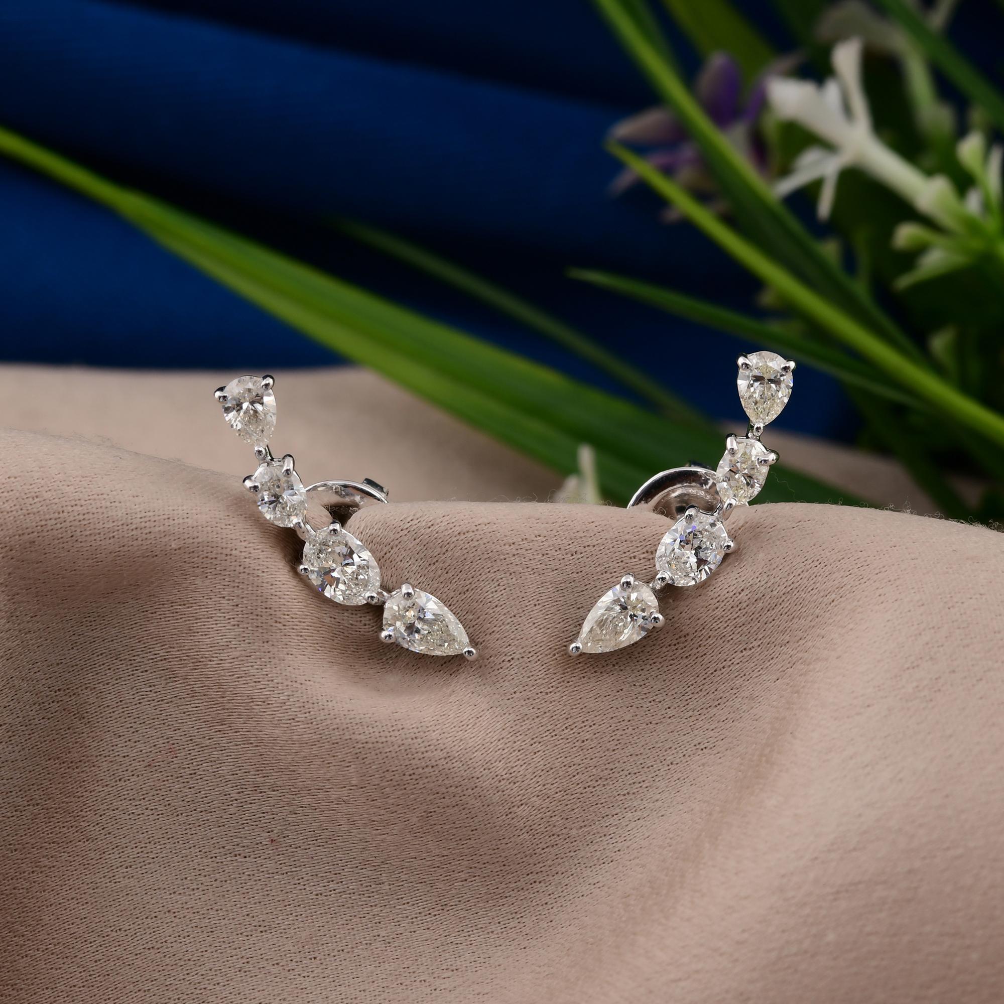 Pendientes de diamantes ovalados pera SI/H naturales de 1,10 quilates Joyas de oro blanco de 18 quilates Corte oval en venta