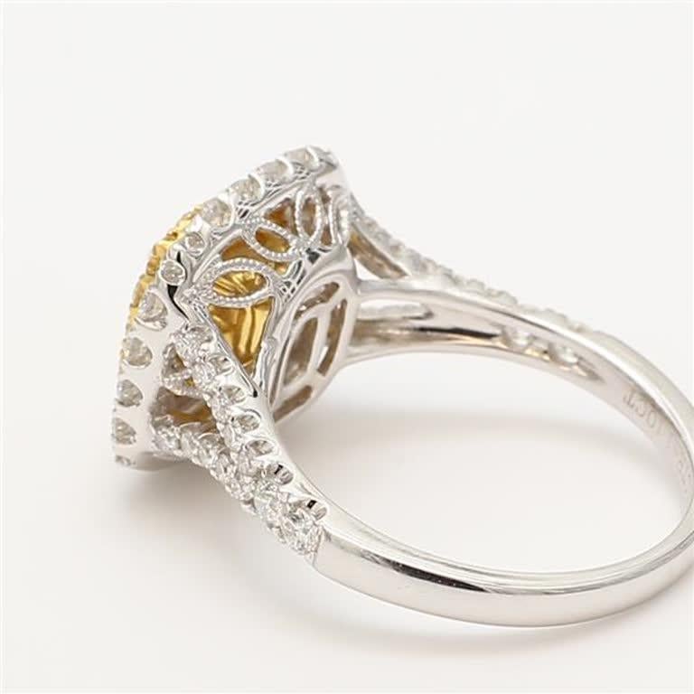 Contemporary Natural Yellow Radiant and White Diamond 2.06 Carat TW Gold Engagement Ring