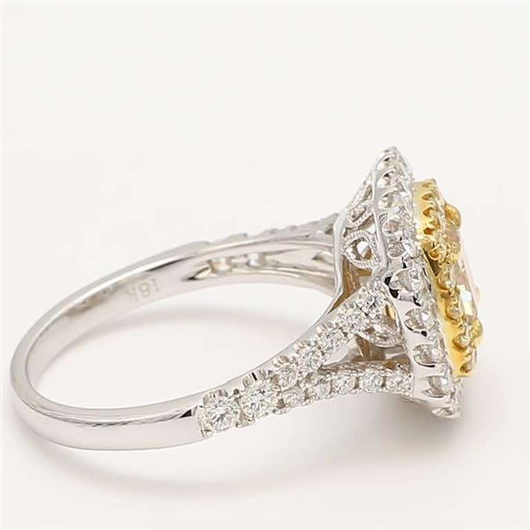 Natural Yellow Radiant and White Diamond 2.06 Carat TW Gold Engagement Ring In New Condition In New York, NY