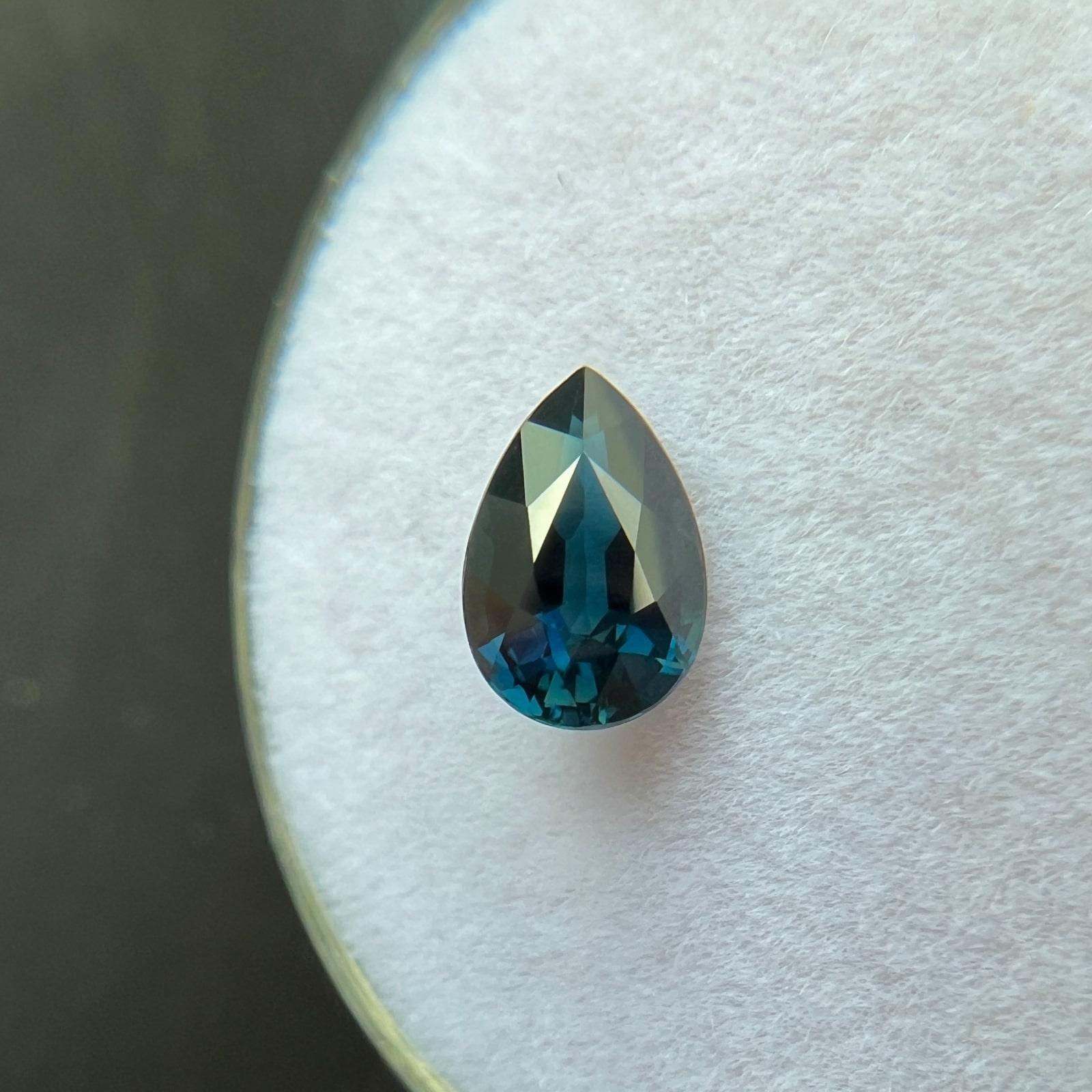 Women's or Men's Natural 1.10Ct Deep Blue Untreated Sapphire Gia Certified Pear Cut 7.5X4.9mm For Sale