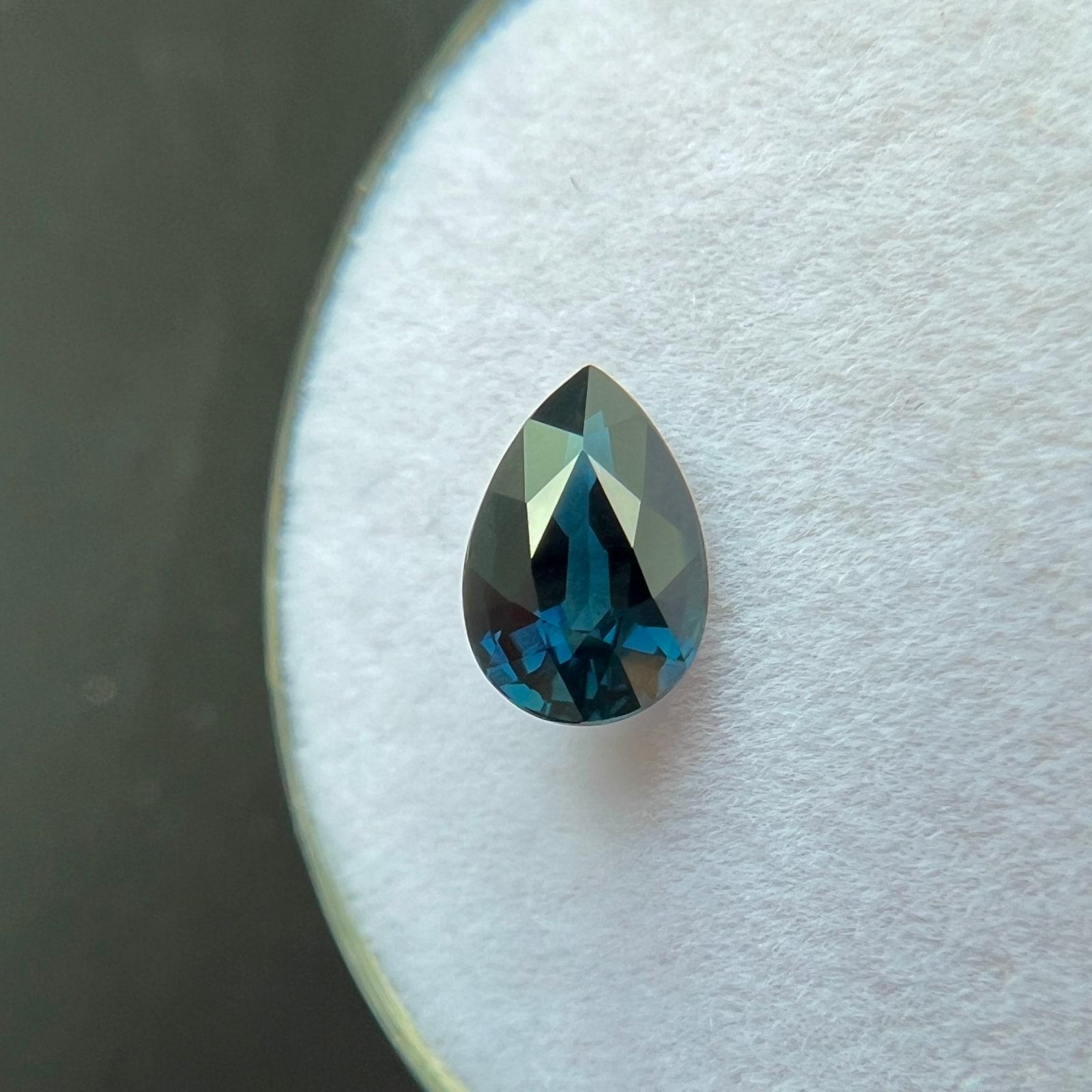 Natural 1.10Ct Deep Blue Untreated Sapphire Gia Certified Pear Cut 7.5X4.9mm For Sale 1