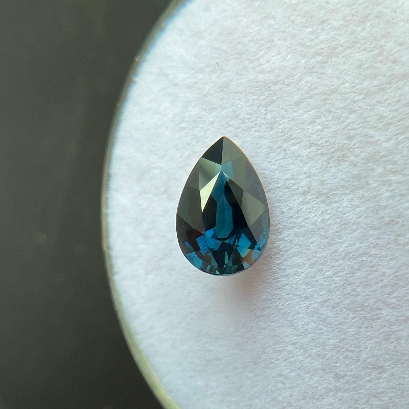 Natural 1.10Ct Deep Blue Untreated Sapphire Gia Certified Pear Cut 7.5X4.9mm For Sale 2