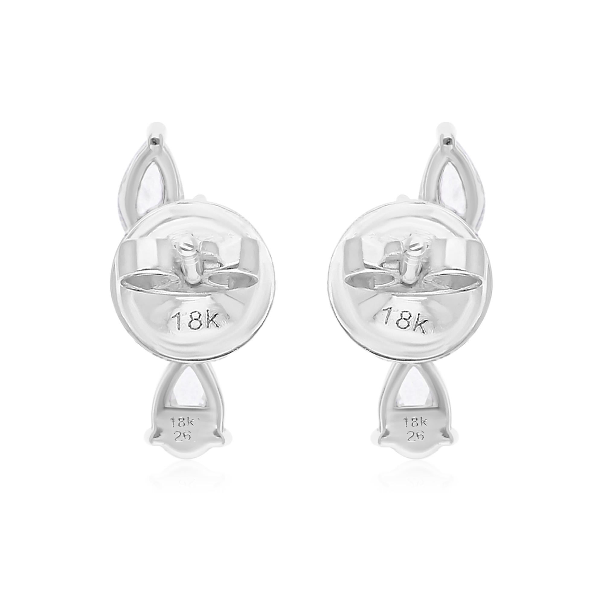 Natural 1.11 Carat SI/H Pear Brilliant Cut Diamond Earrings 18 Karat White Gold In New Condition For Sale In Diera, Dubai