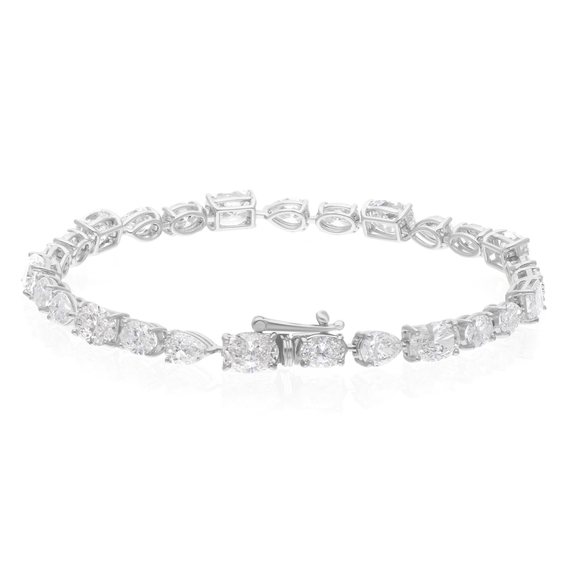Modern 11.13 Carat SI Clarity Multi Shape Diamond Bracelet 18 Karat White Gold Jewelry For Sale