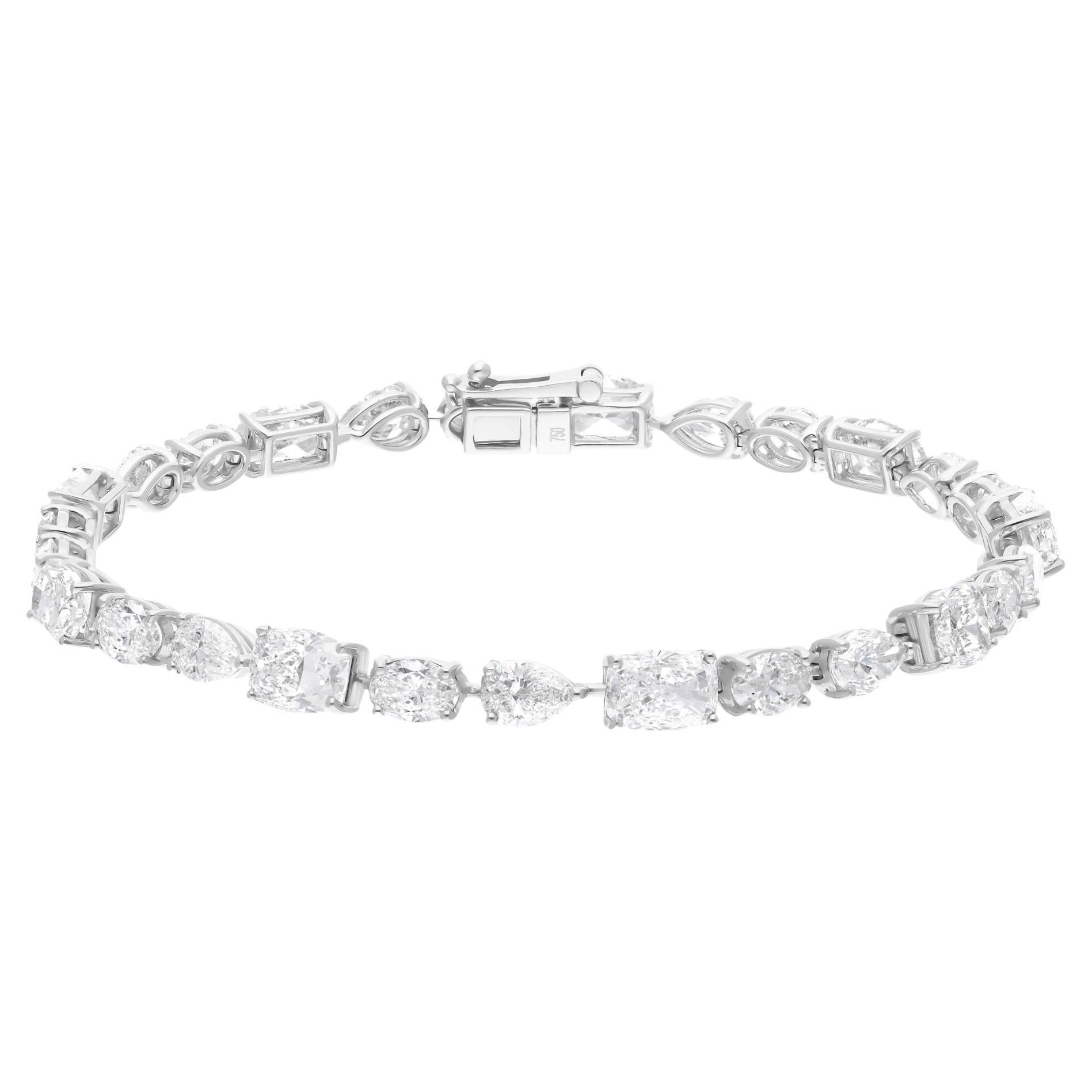11.13 Carat SI Clarity Multi Shape Diamond Bracelet 18 Karat White Gold Jewelry