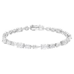 Natural 11.13 Carat Multi Shape Diamond Bracelet 18 Karat White Gold Jewelry