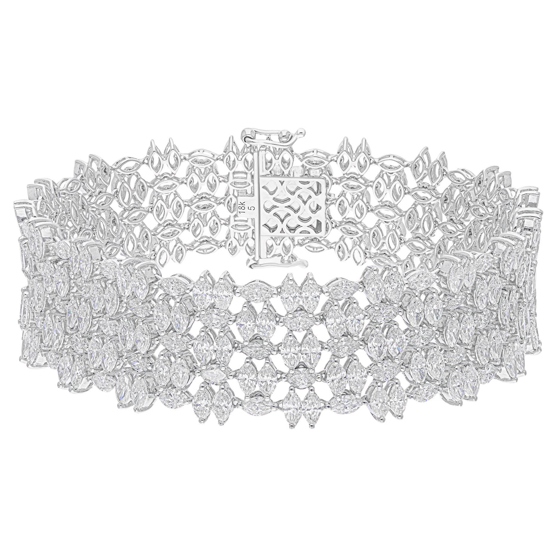 Modern Natural 11.15 Carat SI/H Marquise Diamond Earrings 18 Karat White Gold Jewelry For Sale