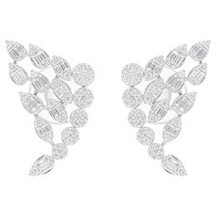 Natural 1.12 Carat SI/H Baguette Diamond Earrings 14 Karat White Gold Jewelry
