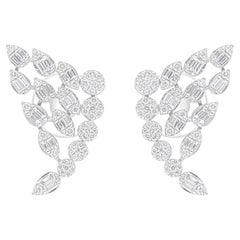 Natural 1.12 Carat SI/H Baguette Diamond Earrings 18 Karat White Gold Jewelry