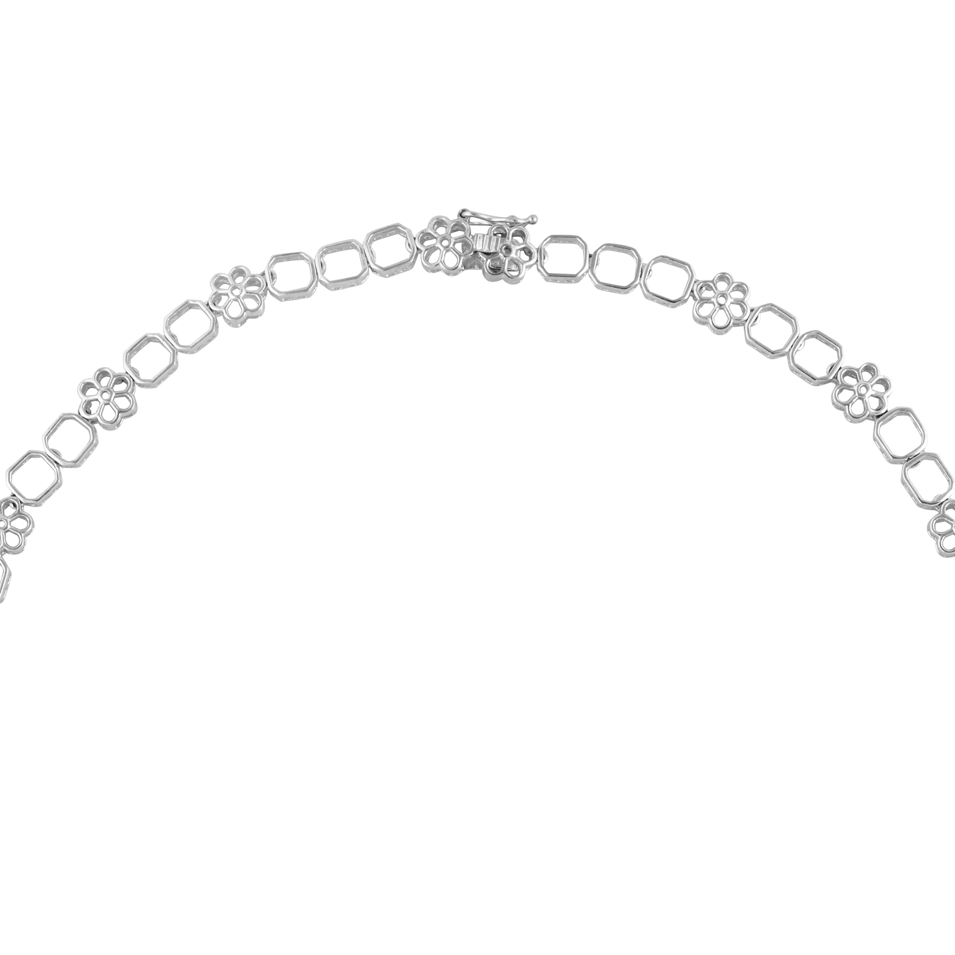 Modern Natural 11.20 Carat Diamond Charm Necklace 18 Karat White Gold Handmade Jewelry For Sale